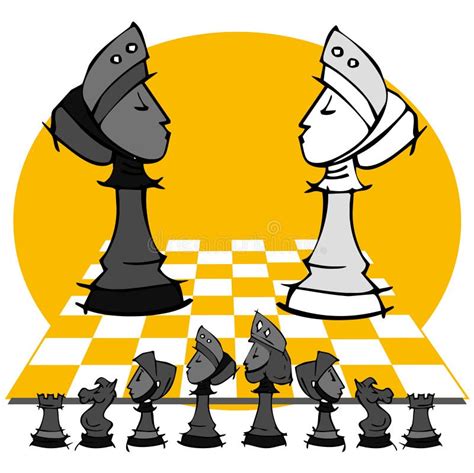 2 Queens Chess Game Cartoon Stock Vector Illustration Of