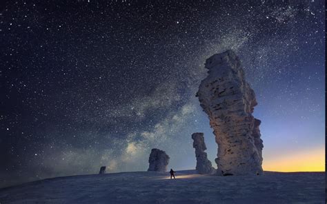 1400x875 Nature Landscape Long Exposure Starry Night Snow Milky Way