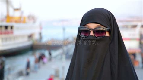Steadycam Woman With Chador Hijab Wearing Sunglasses Istanbul Stock Footage Video Of