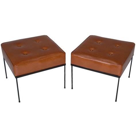 Caramel leather tufted ottoman design ideas. Pair of Paul MCCobb caramel leather ottomans or square ...