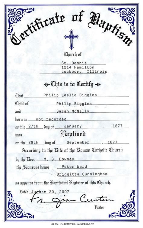 It is also known as certificate of baptism. Catholic Marriage Certificate Template | EmetOnlineBlog