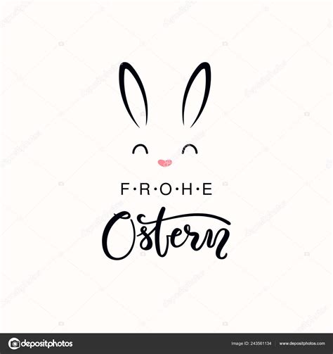 Hand Written Calligraphic Lettering Quote Frohe Ostern Happy Easter