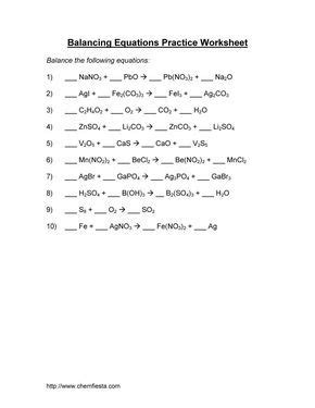 Balancing nuclear equations worksheet key. Balancing Chemical Equations Practice Worksheet With ...