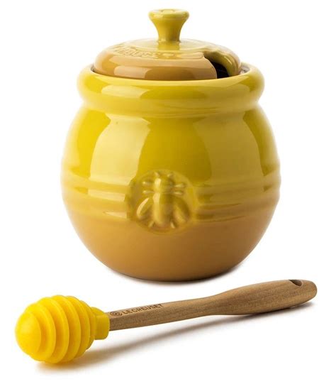 Le Creuset Honey Pot Stoneware With Silicone Dipper Dijon Luxurykitchen4u