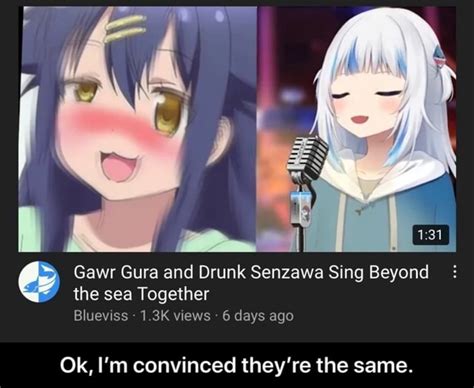 Gawr Gura And Drunk Senzawa Sing Beyond The Sea Together Blueviss 13k