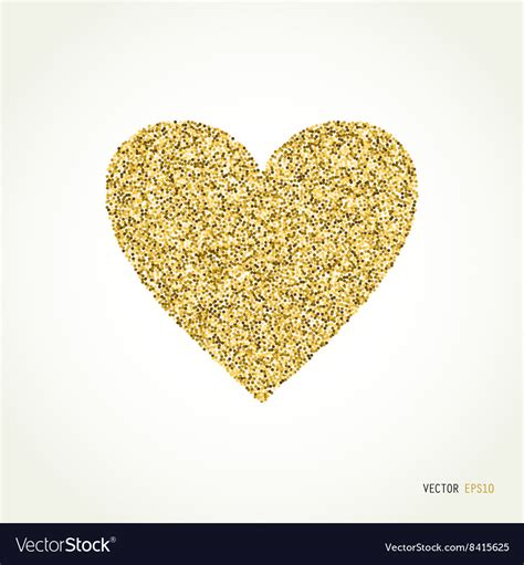 Gold Glitter Heart On White Background Royalty Free Vector