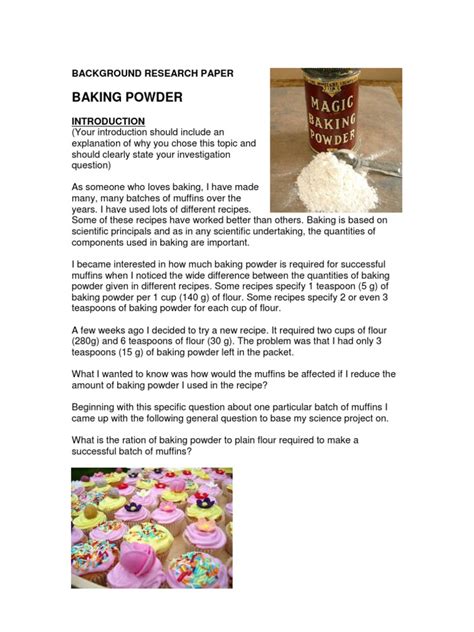 I earned my bachelor of science (honors) in psychology from queen's university in kingston, ontario, canada in 1994. Background Research Paper Example - Baking Powder | Baking ...