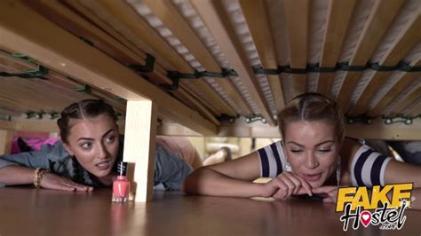 Fake Hostel Two Hot Girls Get Stuck Under A Bunk Bed