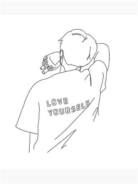 Bts Ly Minimalist Outline Sticker By Kaeleifaith Bts Drawings Line