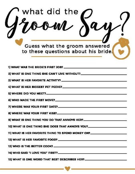 what did the groom say free printable
