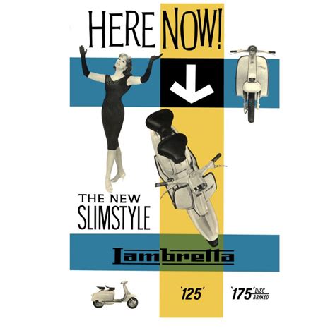 Lambretta Here Now New Slimstyle 750 X 500mm Poster Scooterproducts