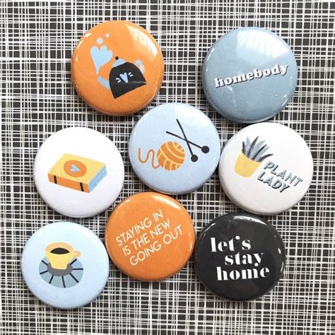 Six Pinback Buttons That Say Stay In The Kitchen Lets Stay Home