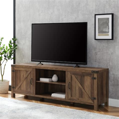 Welwick Designs Tall Modern Farmhouse Barn Door Tv Stand For Tvs Up To