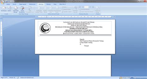 Cara Buat Surat Dalam Word