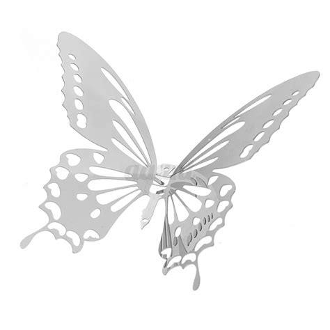 10pcs 3d Stainless Butterfly Wall Stickers Silver Mirror Decals Mural