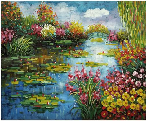 As a painter of controlled nature, monet's garden was one of his biggest sources of inspiration. Garden at Giverny - Hand Painted Claude Monet Oil Painting ...