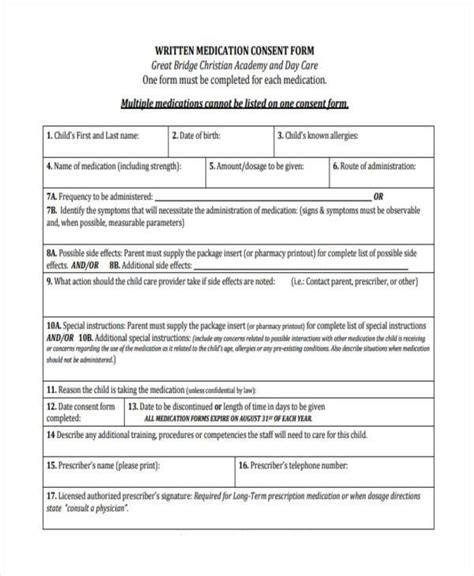 Medication Consent Form Template Tutoreorg Master Of Documents