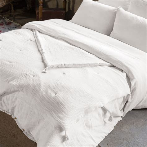 Ampia gamma di runner letto per alberghi, hotel, b&b. Runner letto garza di cotone (150 x 150 cm) Gaïa Bianco ...