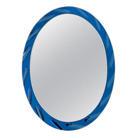 Blue Oval Mirror by Cristal Arte circa 1960, Italy For Sale at 1stDibs