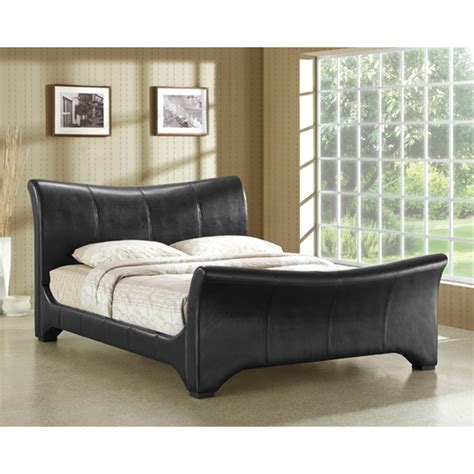 Curved Black Faux Leather Bed Frame Double 4ft 6 Free Next Day