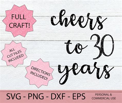 Cheers To 30 Years Banner Svg Happy 30th Birthday Svg Etsy