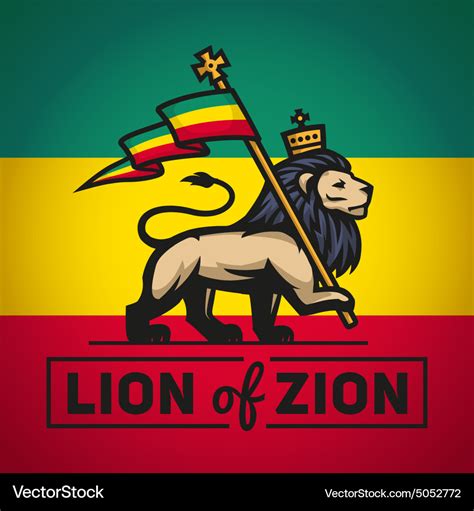 Judah Lion With A Rastafari Flag King Of Zion Vector Image