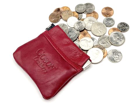 Goson Classic Leather Squeeze Coin Purse Change Holder For Men And