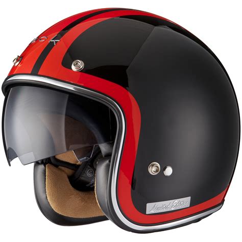 Black Clash Red Limited Edition Openface Helmet Motorcycle Retro