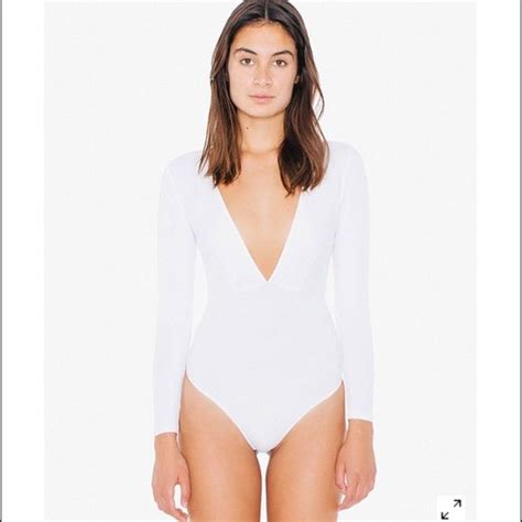 Nwot Aa Deep V Bodysuit Never Been Worn White Body Suit From Aa Second Photo Is To Show The