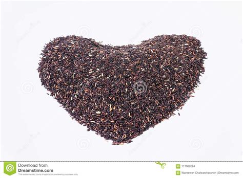 Organic Natural Rice Berry In Heart Shape On White