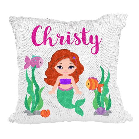 Handmade Personalized Mermaids Underwater Sequin Pillow Case Verafide