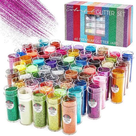 Multicolor Glitter Shaker Set For Art And Crafts 035 Oz 60 Pack