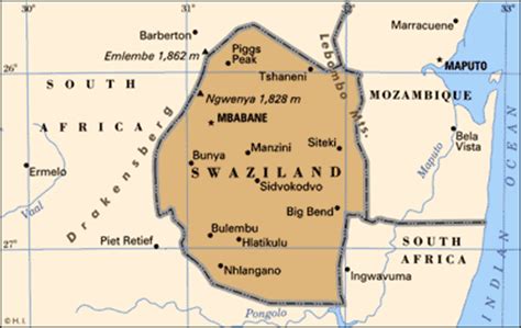 Country located in southern africa, centred at about 26° 49's, 31° 38'e. Worldpress.org - Swaziland Profile