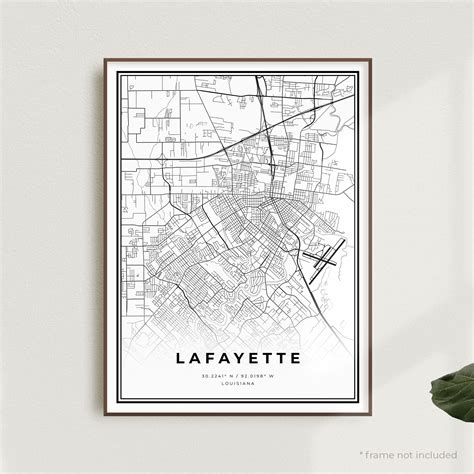 Lafayette Map Print Lafayette Street Map Poster Louisiana Etsy