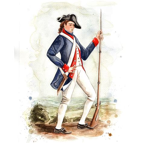 American Revolution Patriot Soldier Watercolor 8x10