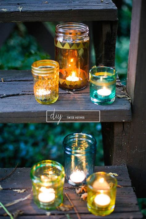 Turn Old Jars Into Pretty Colored Diy Votives Jar Diy Mason Jar Projects Mason Jars