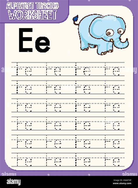 Alphabet Tracing Worksheet With Letter E And E Illustration Stock