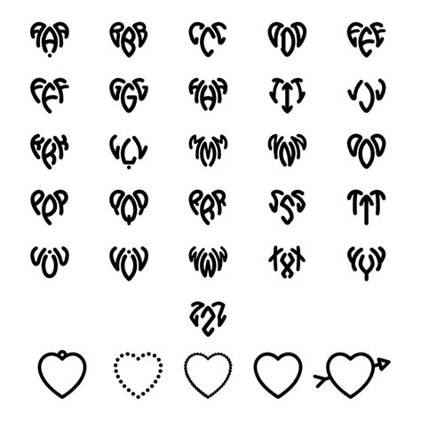 Silhouette Monogram Svg Letters Heart Monogram Svg Vector Alphabet Two Letter Heart Svg Font
