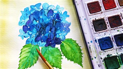 How To Paint Hydrangea With Watercolors Easy Art For Beginners Youtube