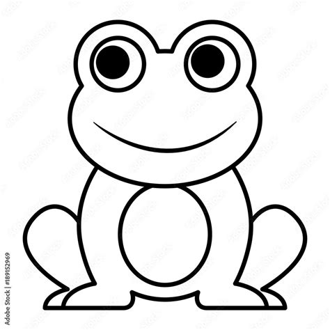 Frog Cute Animal Sitting Cartoon Vector Illustration Outline Image