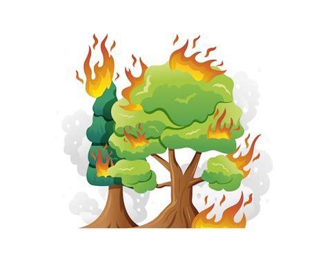 Queima De Incêndio à Noite Fogo Na Floresta Vetor Grátis
