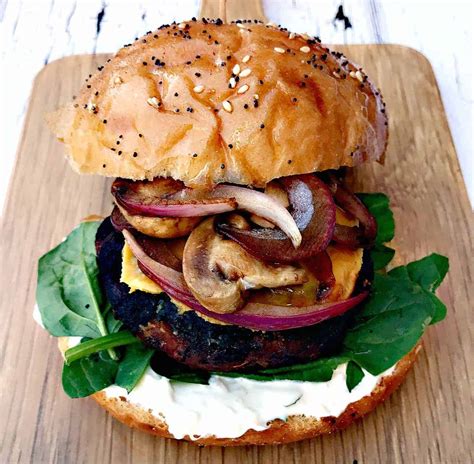 Truffle Oil Mushroom And Onion Grilled Burger