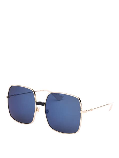 Sunglasses Gucci Gold Tone Squared Sunglasses 544391i3330001