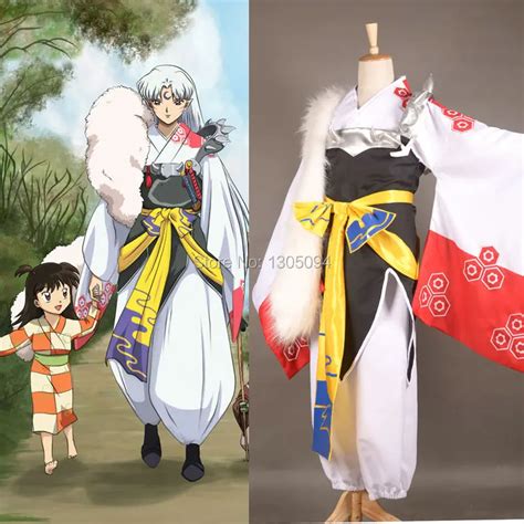 Anime Inuyasha Cosplay Sesshomaru White Classic Kimono Halloween Party