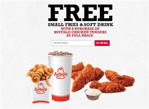 Arbys Coupon Promotion Free Small Fries And Drink With Buffalo Chicken Tenders Purchase