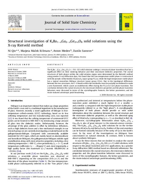 Pdf Structural Investigation Of Kxba1−xga2−xge2xo8 Solid Solutions