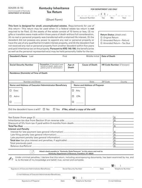 Ky Inheritance Tax Form Fill Out And Sign Printable Pdf Template