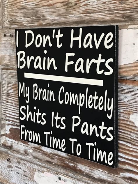 I Dont Have Brain Farts My Brain Completely Shts Its Etsy Funny Wood Signs Funny Signs