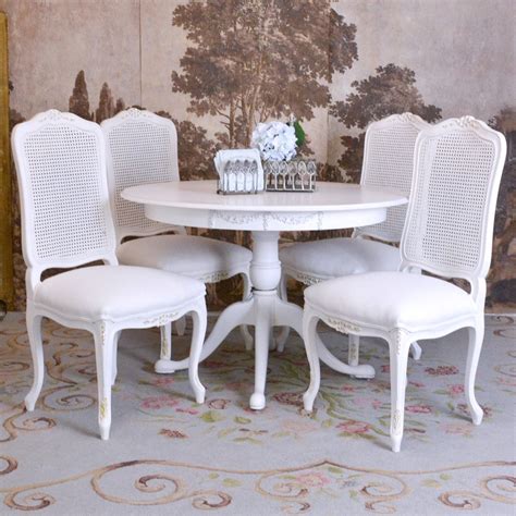 Four White Cane Dining Chairs | Dining chairs, Cane dining chairs, Cottage chairs