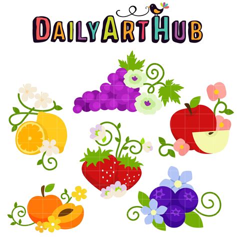 Free Fruits And Flowers Clip Art Set Free Clip Art Digital Clip Art